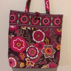 Multi color floral print tote